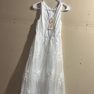 White Halter Sleeveless Sundress for Brides